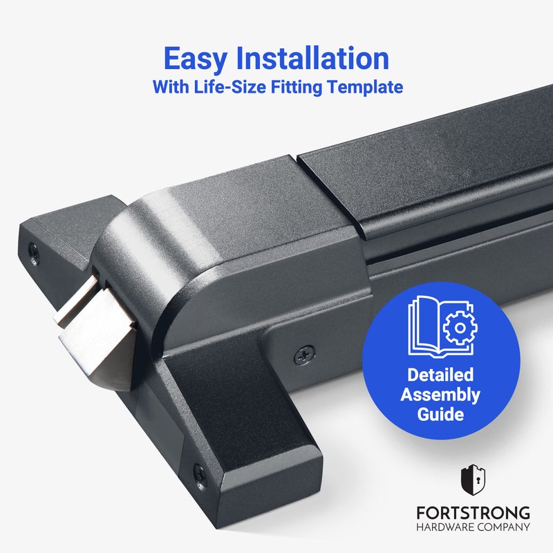 FORTSTRONG جهاز دفع الطوارئ التجاري FORTSTRONG 31" (أسود) - قضبان الطوارئ لأبواب الخروج مع مقبض الباب - مدرج في UL من الدرجة 1 معتمد من ADA لجهاز دفع باب الخروج الطارئ - FS-950B - Image 5